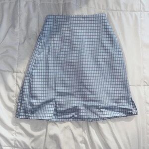 Brandy Melville Light Blue Checkered A-Line Skirt